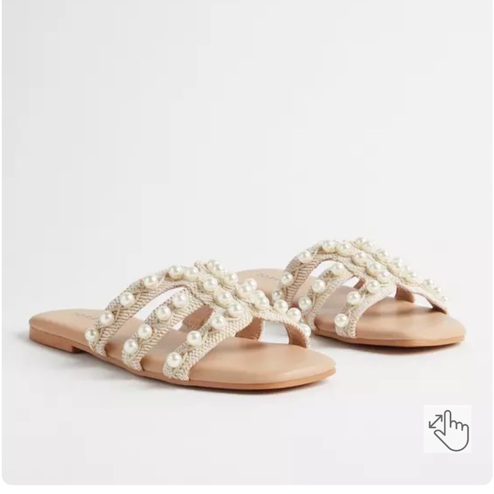 Elegant Pearl-Embellished Cream Sandals